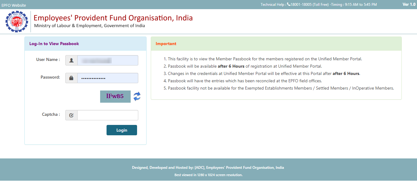 epfo username password
